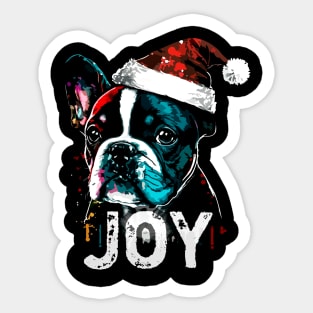 Christmas Bulldog Joy Sticker